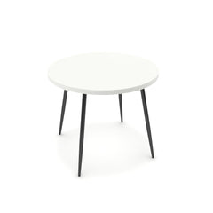 Étkezőasztal, kerek - Manu fekete lábbal - Alpesi fehér, méret: 90x90