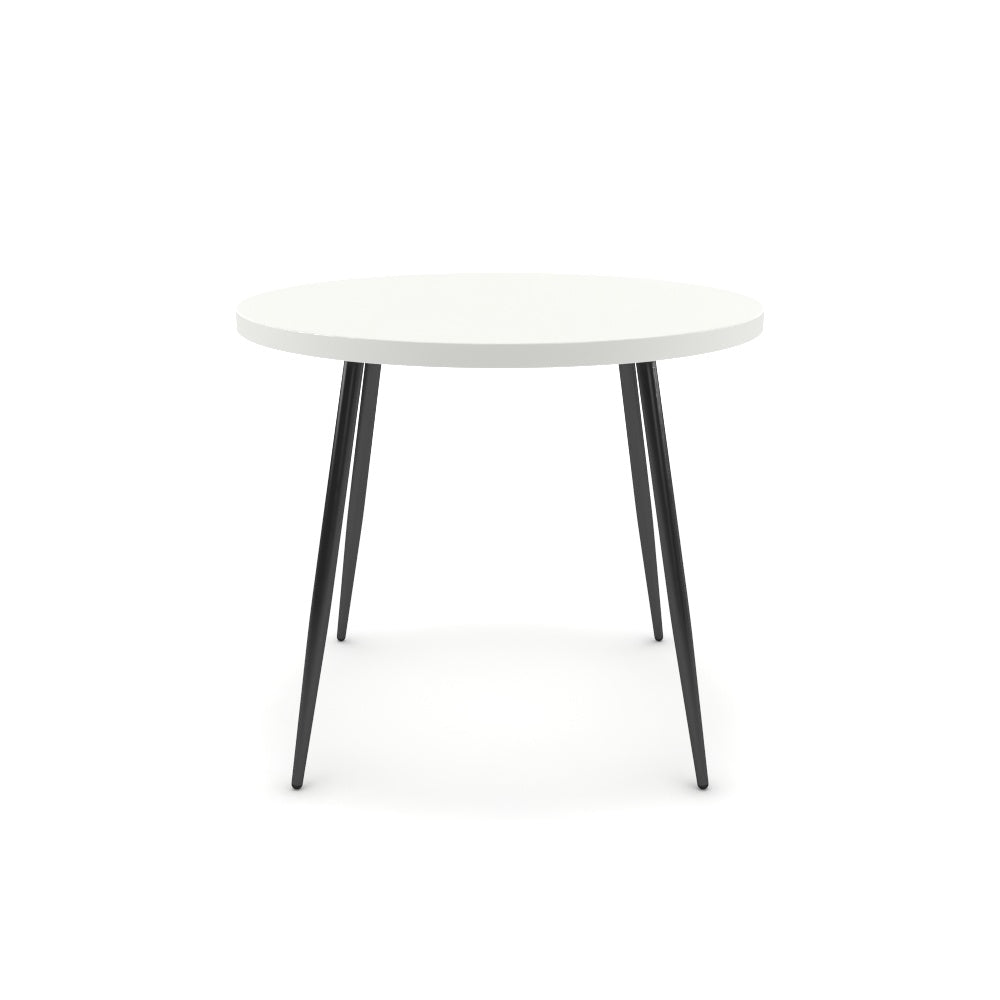 Étkezőasztal, kerek - Manu fekete lábbal - Alpesi fehér, méret: 90x90