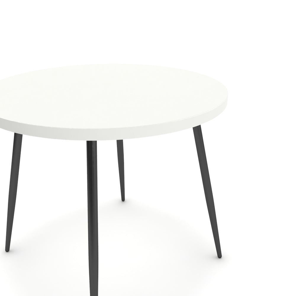 Étkezőasztal, kerek - Manu fekete lábbal - Alpesi fehér, méret: 90x90