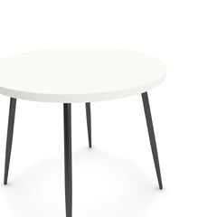 Étkezőasztal, kerek - Manu fekete lábbal - Alpesi fehér, méret: 90x90