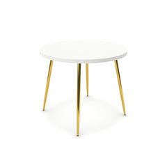 Étkezőasztal, kerek - Manu arany lábbal - Alpesi fehér, méret: 90x90
