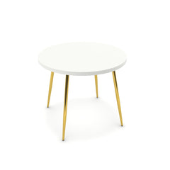 Étkezőasztal, kerek - Manu arany lábbal - Alpesi fehér, méret: 90x90