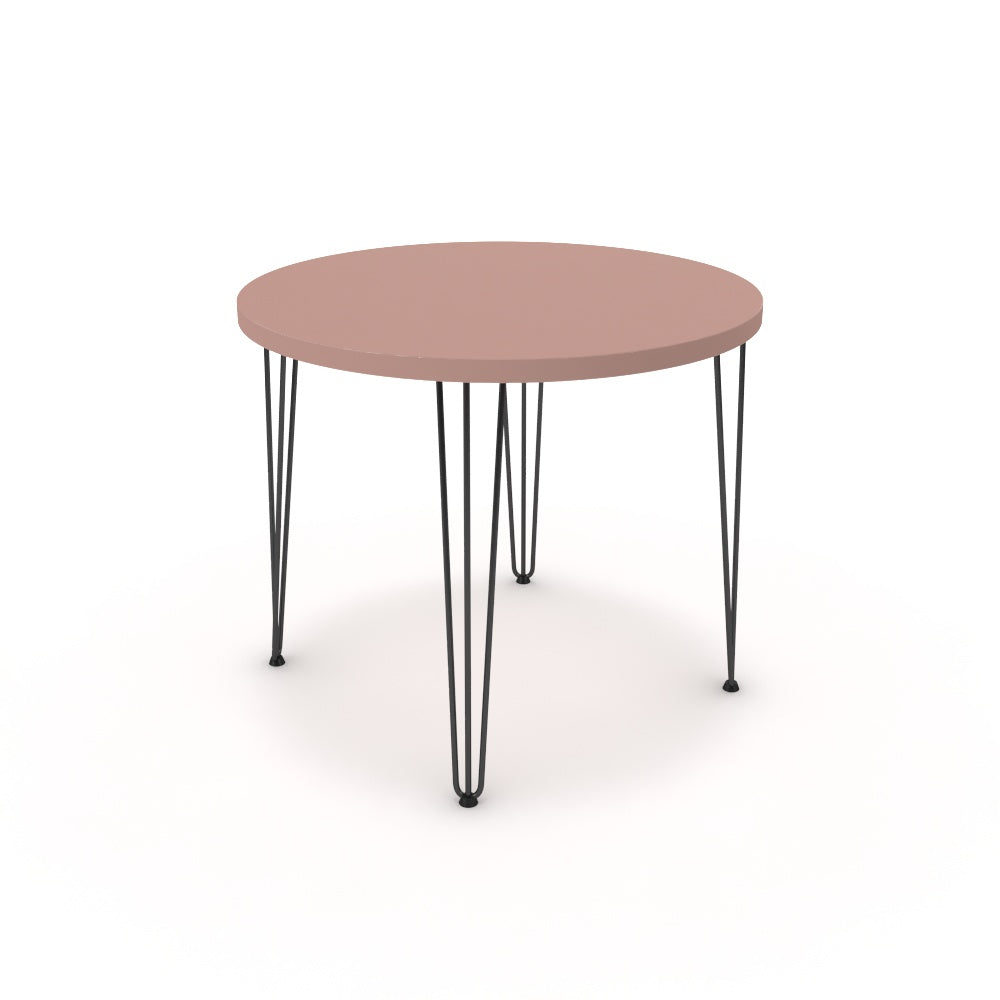 Étkezőasztal, kerek - Linga fekete lábbal - Antik rózsaszín, méret: 90x90