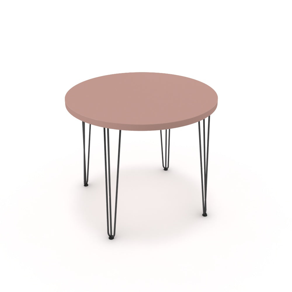 Étkezőasztal, kerek - Linga fekete lábbal - Antik rózsaszín, méret: 90x90