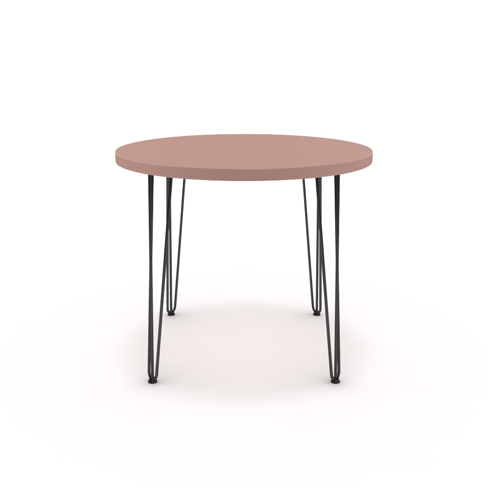 Étkezőasztal, kerek - Linga fekete lábbal - Antik rózsaszín, méret: 90x90