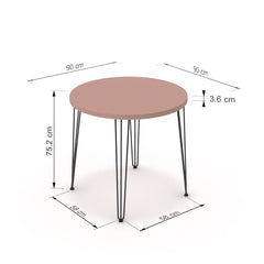 Étkezőasztal, kerek - Linga fekete lábbal - Antik rózsaszín, méret: 90x90