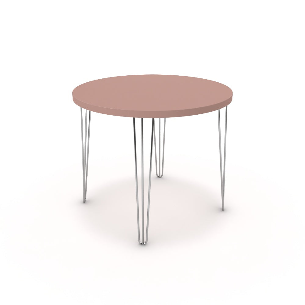 Étkezőasztal, kerek - Linga króm lábbal - Antik rózsaszín, méret: 90x90