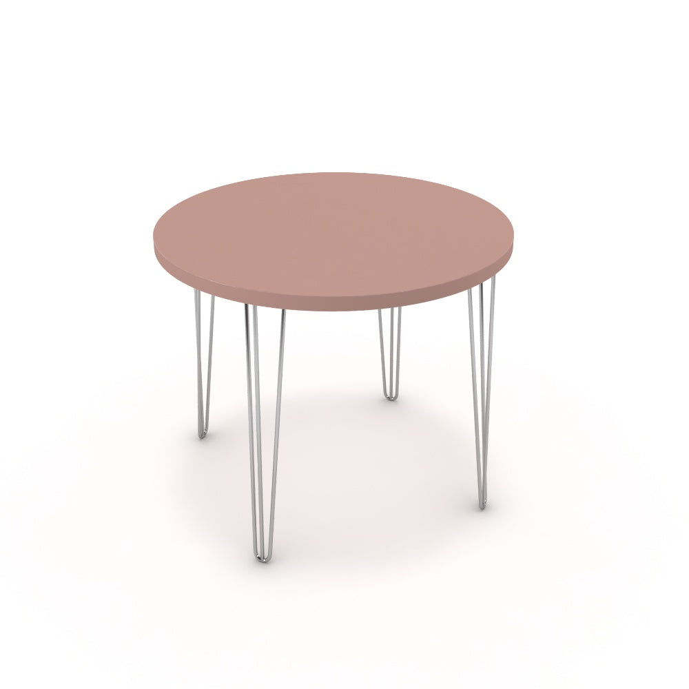 Étkezőasztal, kerek - Linga króm lábbal - Antik rózsaszín, méret: 90x90