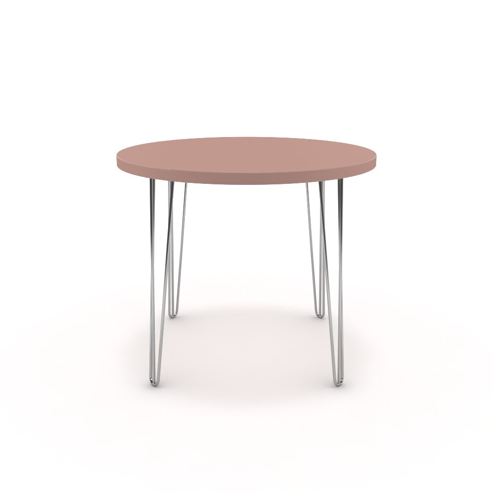 Étkezőasztal, kerek - Linga króm lábbal - Antik rózsaszín, méret: 90x90