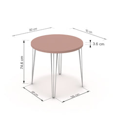 Étkezőasztal, kerek - Linga króm lábbal - Antik rózsaszín, méret: 90x90