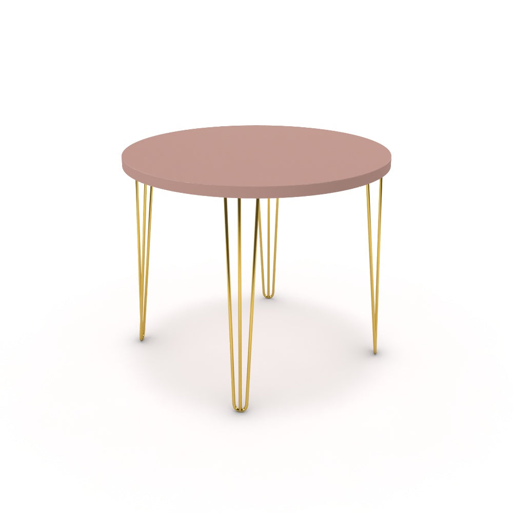 Étkezőasztal, kerek - Linga arany lábbal - Antik rózsaszín, méret: 90x90