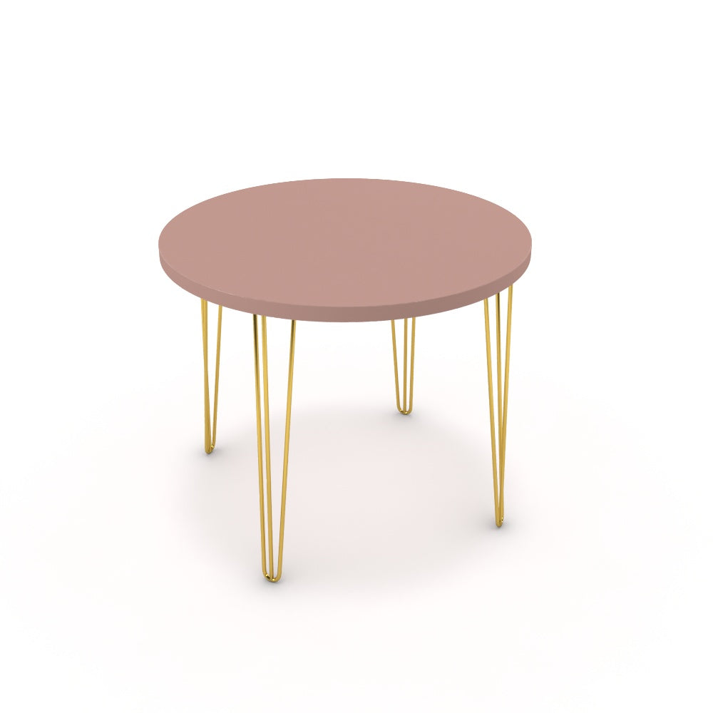 Étkezőasztal, kerek - Linga arany lábbal - Antik rózsaszín, méret: 90x90