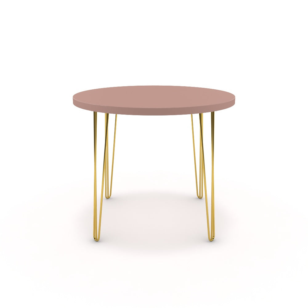 Étkezőasztal, kerek - Linga arany lábbal - Antik rózsaszín, méret: 90x90