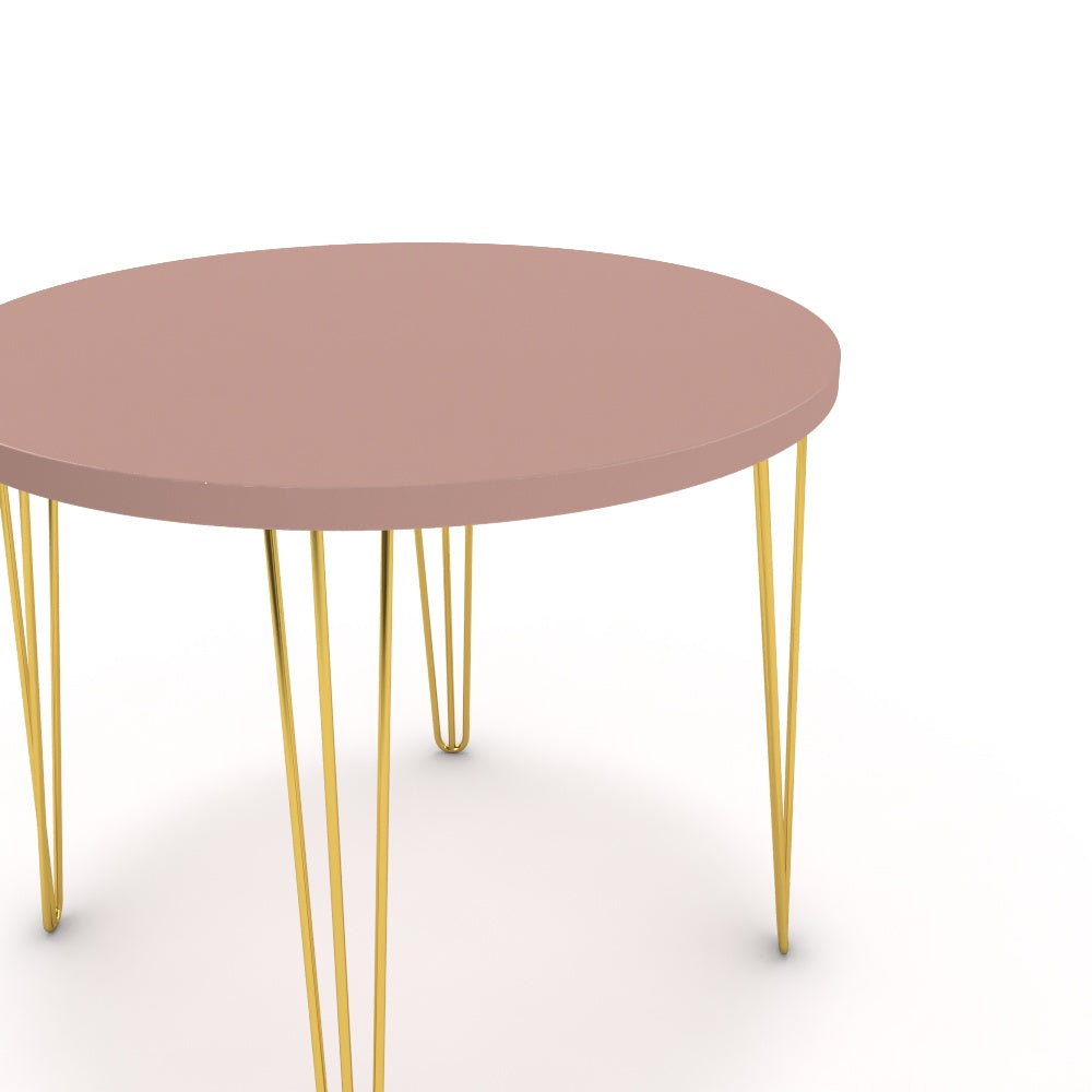 Étkezőasztal, kerek - Linga arany lábbal - Antik rózsaszín, méret: 90x90