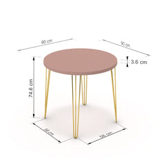 Étkezőasztal, kerek - Linga arany lábbal - Antik rózsaszín, méret: 90x90
