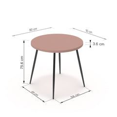 Étkezőasztal, kerek - Manu fekete lábbal - Antik rózsaszín, méret: 90x90