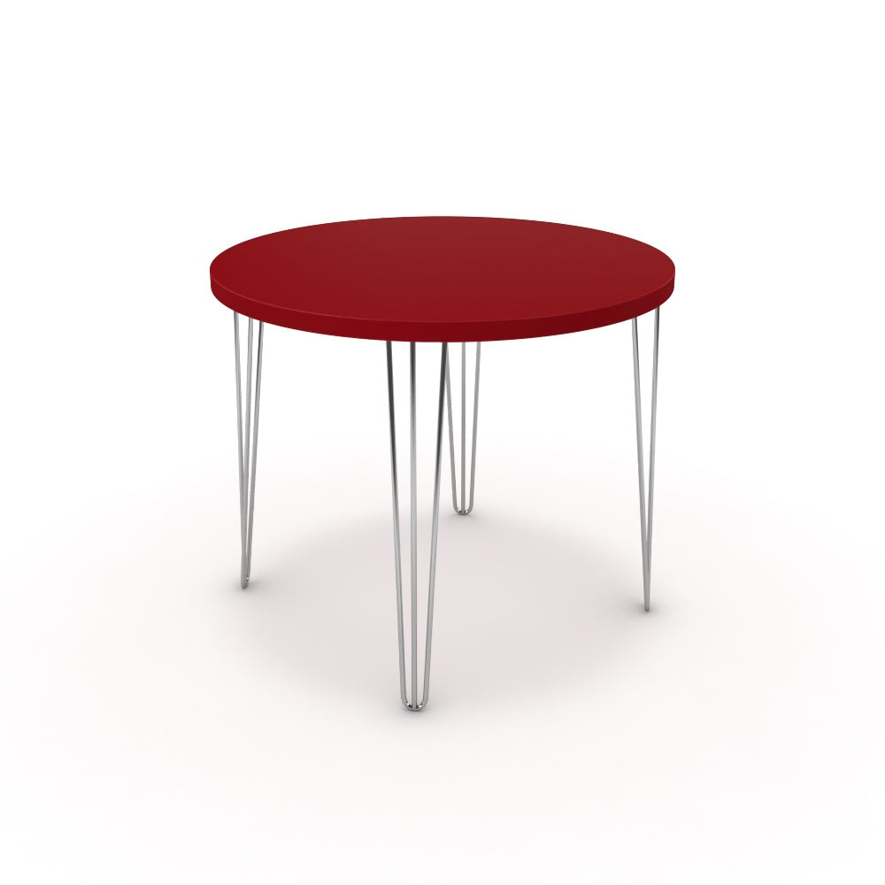Étkezőasztal, kerek - Linga króm lábbal - Chilli piros, méret: 90x90