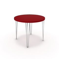 Étkezőasztal, kerek - Linga króm lábbal - Chilli piros, méret: 90x90