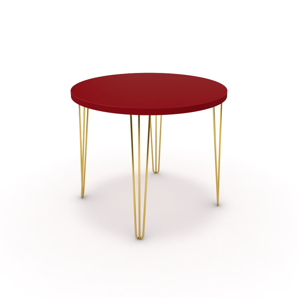 Étkezőasztal, kerek - Linga arany lábbal - Chilli piros, méret: 90x90