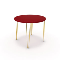 Étkezőasztal, kerek - Linga arany lábbal - Chilli piros, méret: 90x90