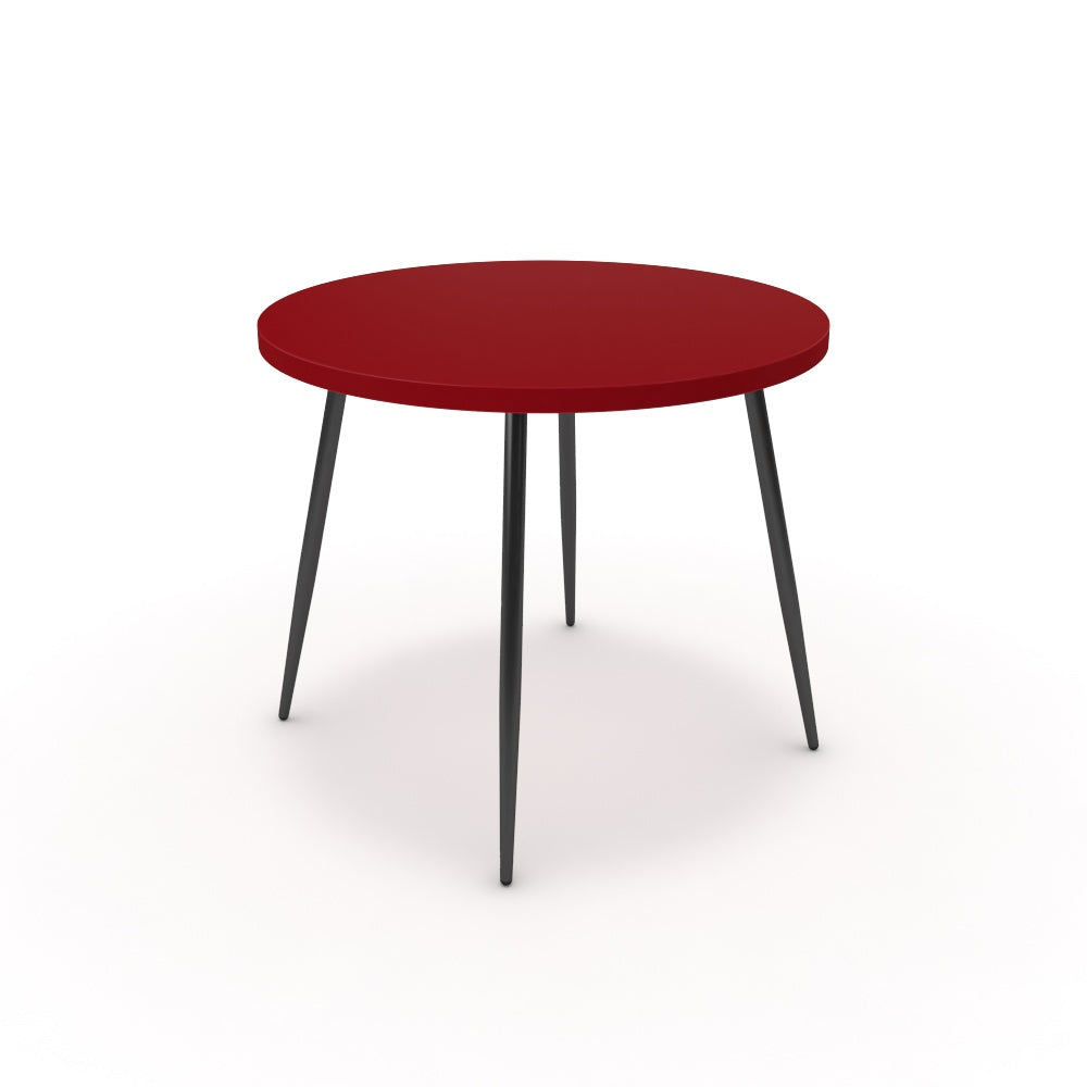Étkezőasztal, kerek - Manu fekete lábbal - Chilli piros, méret: 90x90