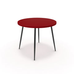 Étkezőasztal, kerek - Manu fekete lábbal - Chilli piros, méret: 90x90