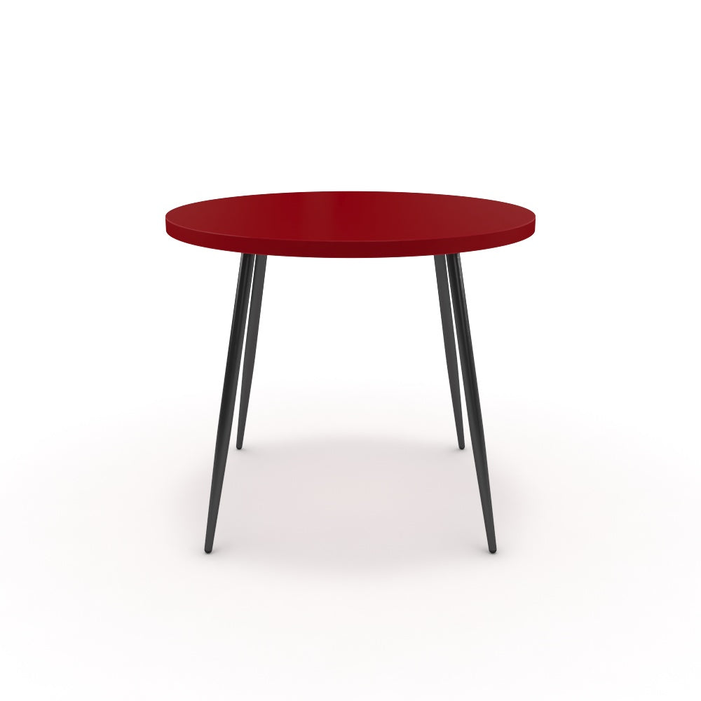 Étkezőasztal, kerek - Manu fekete lábbal - Chilli piros, méret: 90x90