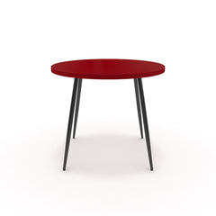 Étkezőasztal, kerek - Manu fekete lábbal - Chilli piros, méret: 90x90
