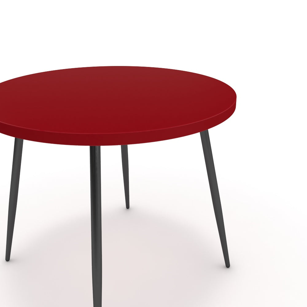 Étkezőasztal, kerek - Manu fekete lábbal - Chilli piros, méret: 90x90