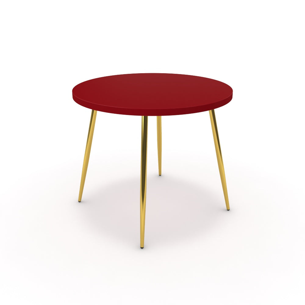 Étkezőasztal, kerek - Manu arany lábbal - Chilli piros, méret: 90x90