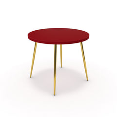 Étkezőasztal, kerek - Manu arany lábbal - Chilli piros, méret: 90x90