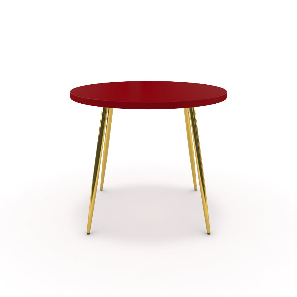 Étkezőasztal, kerek - Manu arany lábbal - Chilli piros, méret: 90x90