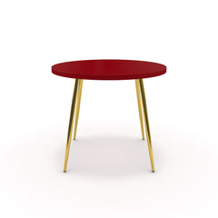 Étkezőasztal, kerek - Manu arany lábbal - Chilli piros, méret: 90x90