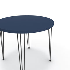 Étkezőasztal, kerek - Linga fekete lábbal - Tiroli kék, méret: 90x90