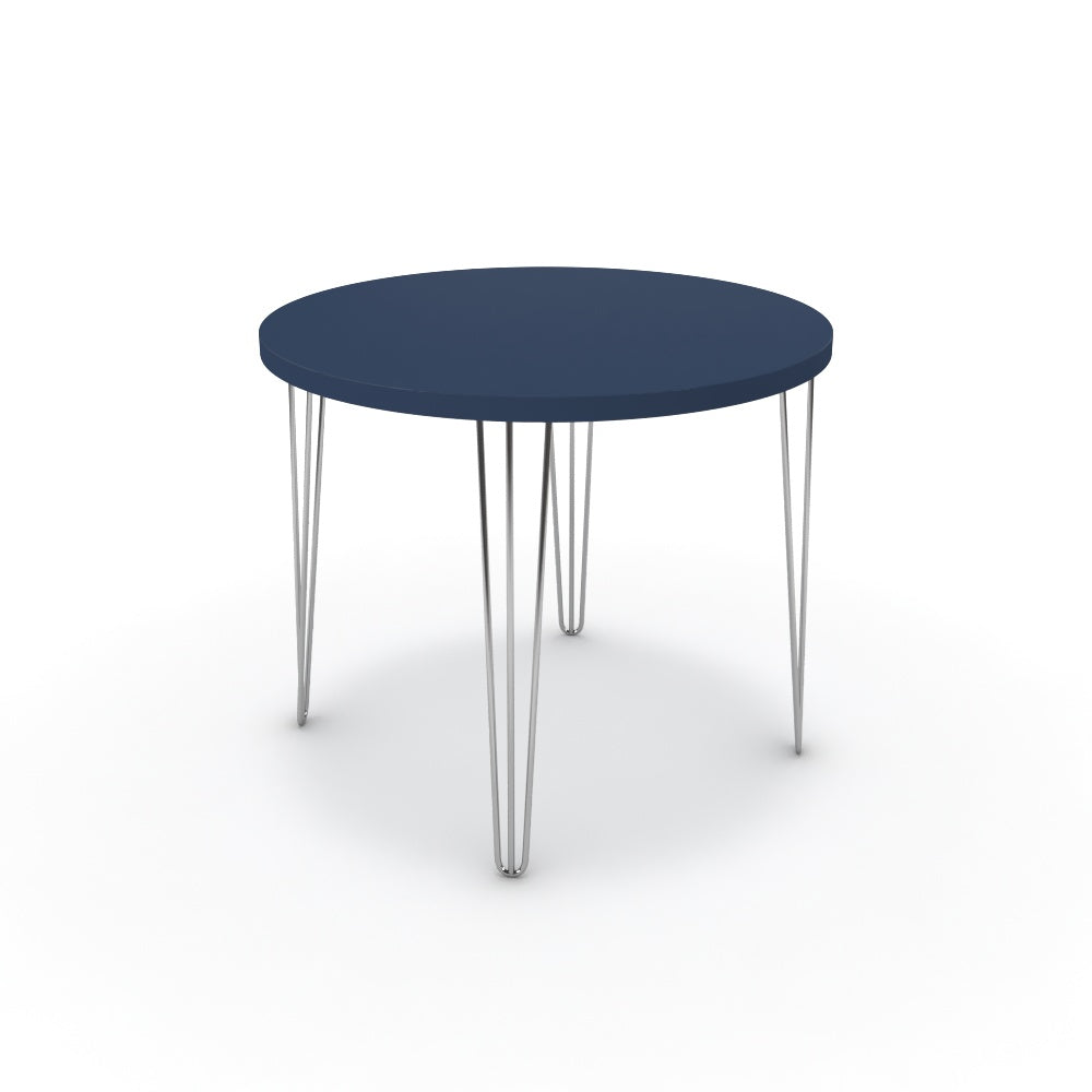 Étkezőasztal, kerek - Linga króm lábbal - Tiroli kék, méret: 90x90