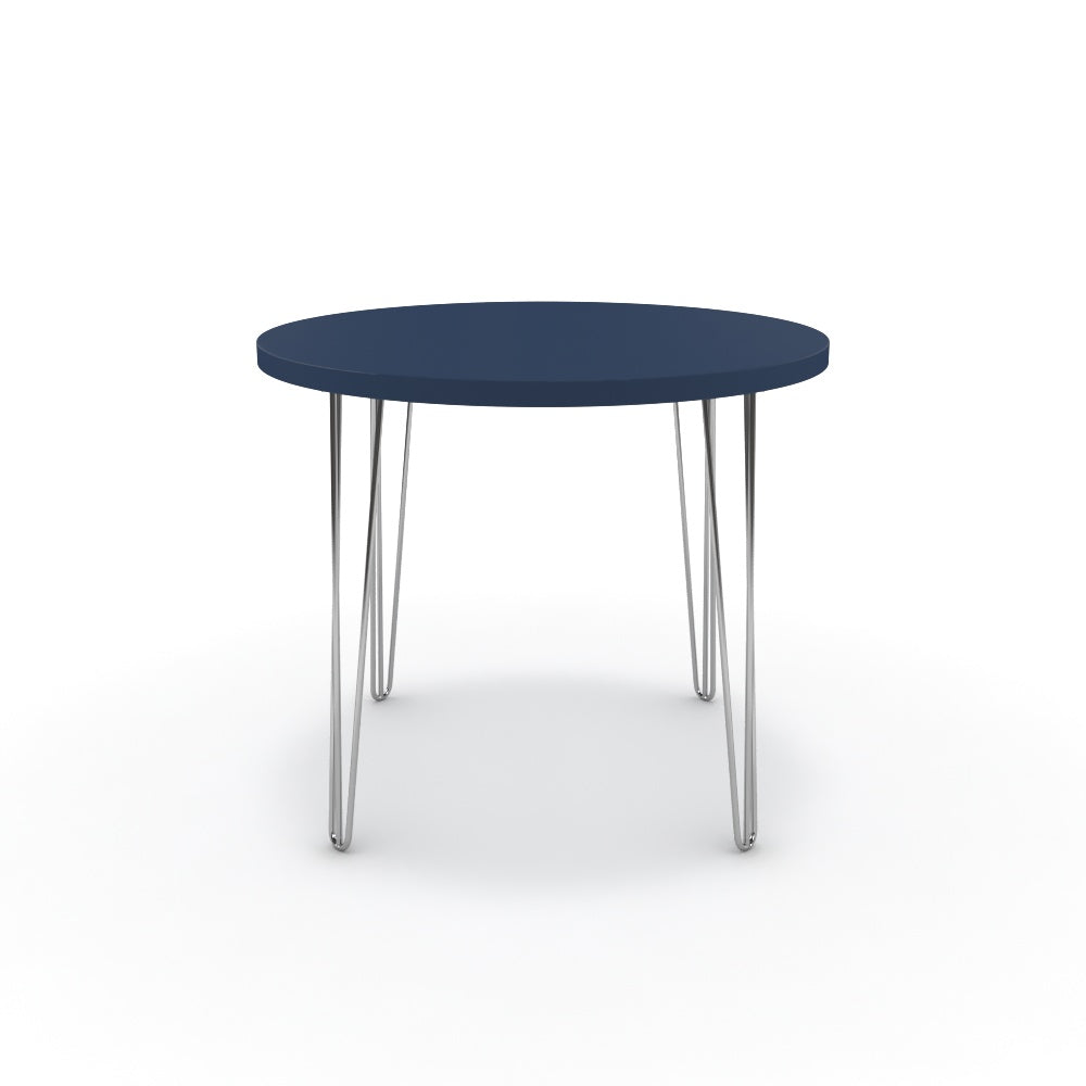 Étkezőasztal, kerek - Linga króm lábbal - Tiroli kék, méret: 90x90