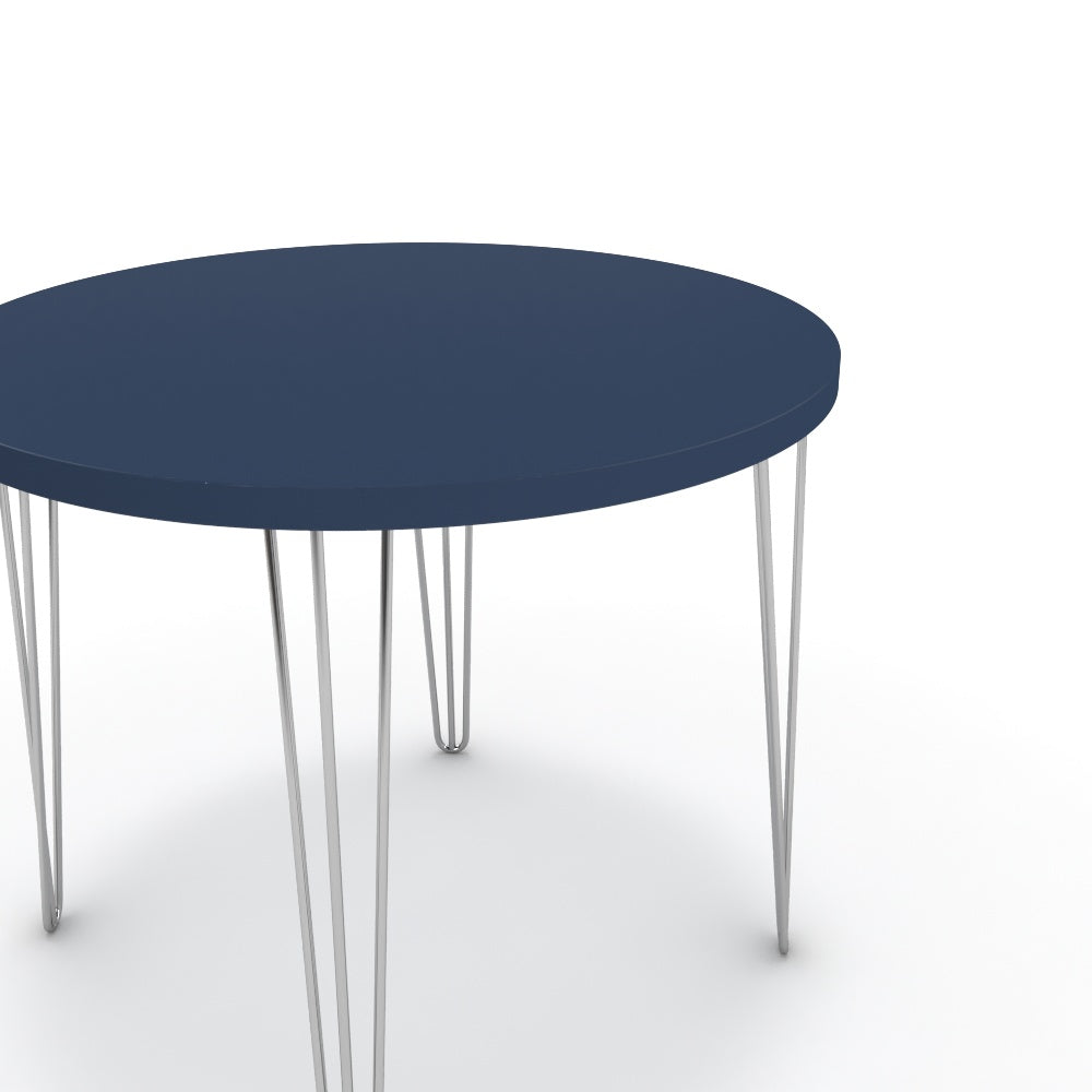 Étkezőasztal, kerek - Linga króm lábbal - Tiroli kék, méret: 90x90