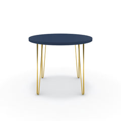 Étkezőasztal, kerek - Linga arany lábbal - Tiroli kék, méret: 90x90