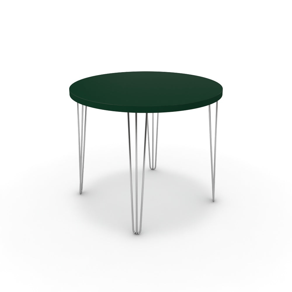 Étkezőasztal, kerek - Linga króm lábbal - Forest zöld, méret: 90x90