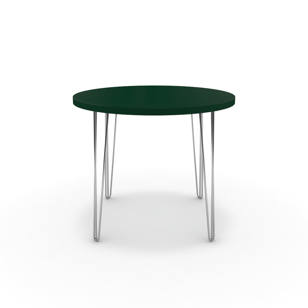 Étkezőasztal, kerek - Linga króm lábbal - Forest zöld, méret: 90x90