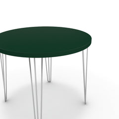 Étkezőasztal, kerek - Linga króm lábbal - Forest zöld, méret: 90x90