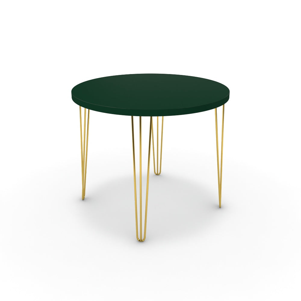 Étkezőasztal, kerek - Linga arany lábbal - Forest zöld, méret: 90x90