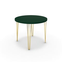 Étkezőasztal, kerek - Linga arany lábbal - Forest zöld, méret: 90x90