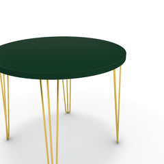 Étkezőasztal, kerek - Linga arany lábbal - Forest zöld, méret: 90x90