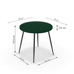 Étkezőasztal, kerek - Manu fekete lábbal - Forest zöld, méret: 90x90