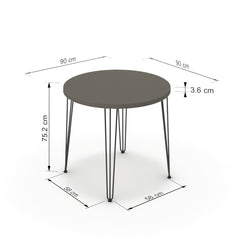 Étkezőasztal, kerek - Linga fekete lábbal - Fosszil szürke, méret: 90x90