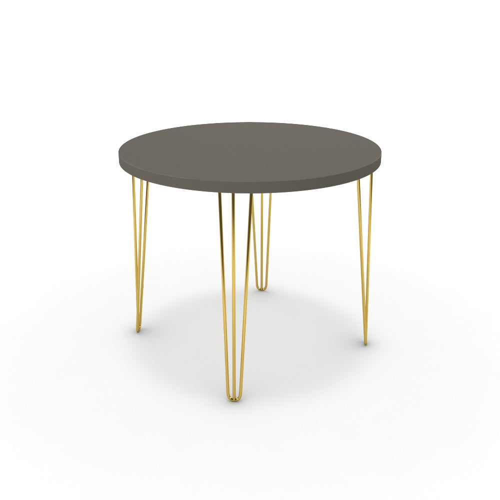 Étkezőasztal, kerek - Linga arany lábbal - Fosszil szürke, méret: 90x90