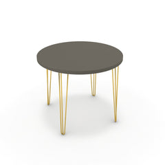 Étkezőasztal, kerek - Linga arany lábbal - Fosszil szürke, méret: 90x90