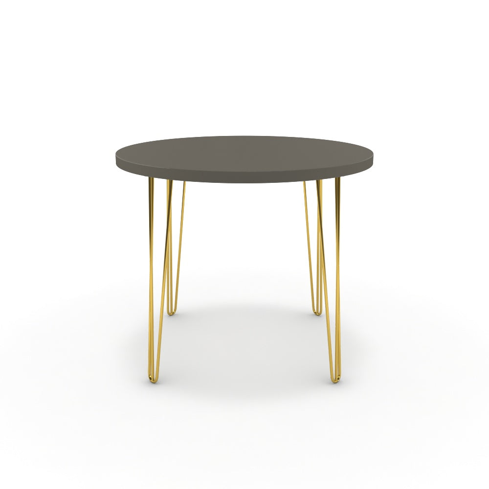 Étkezőasztal, kerek - Linga arany lábbal - Fosszil szürke, méret: 90x90