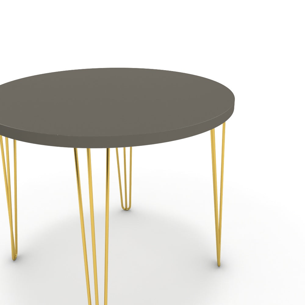 Étkezőasztal, kerek - Linga arany lábbal - Fosszil szürke, méret: 90x90